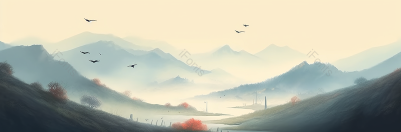 春游踏青舒适淡彩水墨画中国风背景,插画/手绘图,插画/手绘图库,插画/手绘图下载,插画/手绘